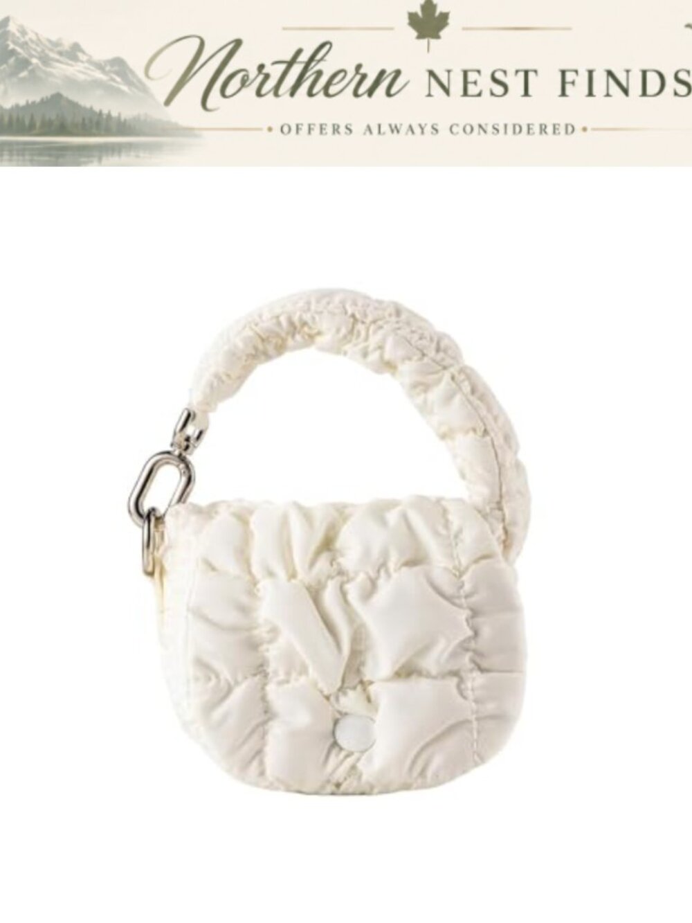 Quilted Mini Pouch Wristlet Clutch Metal Clasp Padded Nylon